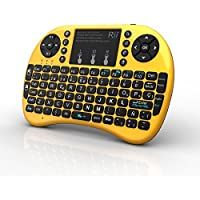 (Novedad 2015- con Luz de fondo) Rii mini i8+ Mini teclado ergonómico con ratón tipo touchpad incorporado. Compatible…